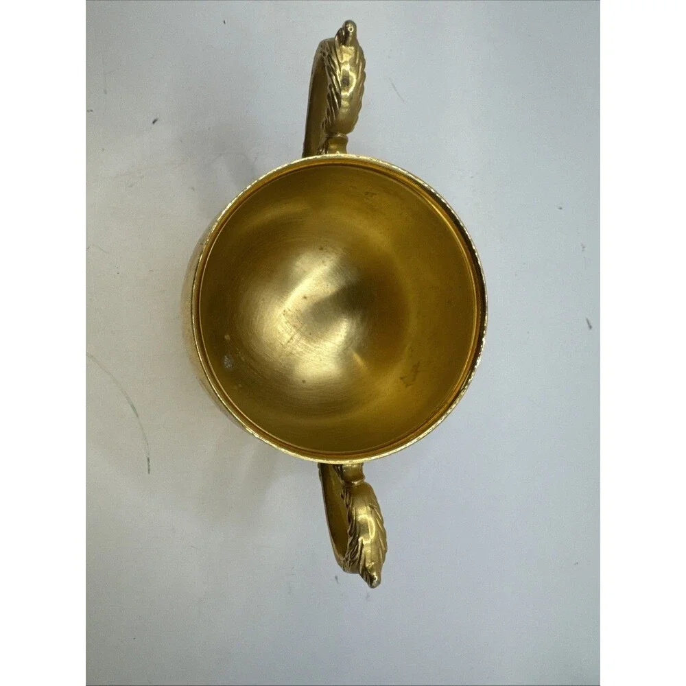Vintage Footed Brass Metal Footed Creamer & Sugar Bowl   Set
